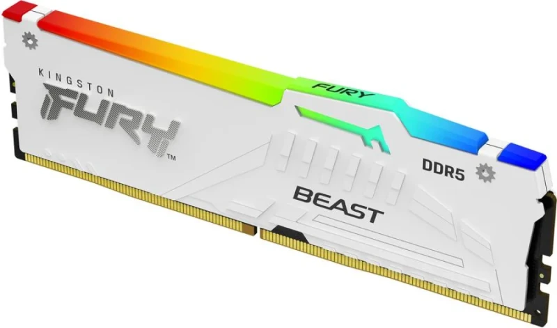 Kingston FURY Beast RGB 16 GB - 1 x 16GB, DDR5 288-pin DIMM, 6400MT/s, CL32, White color - Featured Image