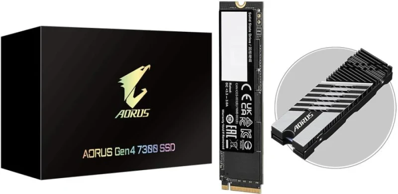 Gigabyte AORUS Gen4 7300 (w/Heatsink) - 2 TB SSD, M.2 PCIe 4.0 X4, M.2-2280, 2048 MB Cache memory - Featured Image