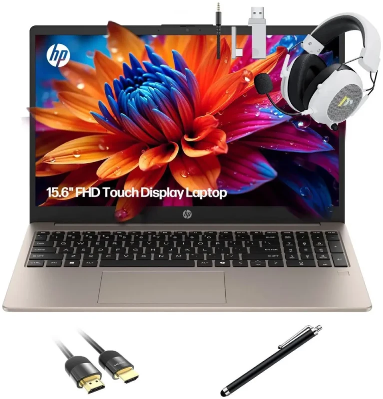 HP 15.6" FHD IPS Touchscreen Laptop - Intel Core i3-N305 up to 3.8GHz, 8GB DDR4 RAM, 256GB PCIe NVMe SSD, 15.6" 1920x1080 Touch Display, Intel UHD Graphics, WiFi 6, Webcam Privacy Shutter, USB-C, HDMI, Windows 11 Pro, Copilot, Cozy Cashmere with Stylus Pen & Mytrix Accessories Bundle - Featured Image