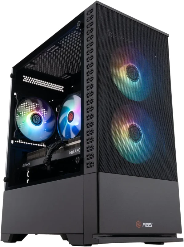 ABS Cyclone Aqua Gaming Desktop PC - Intel Core 5 120 up to 4.6GHz, Intel Arc A580 8GB Graphics Card, 16GB DDR4 3200MHz RAM, 1TB M.2 NVMe SSD, WiFi Ready, HDMI/DisplayPort, Windows 11 Home, Black Gaming Tower - Featured Image