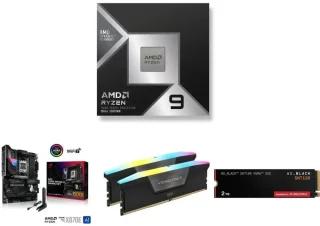 AMD Ryzen 9 9950X3D2 CPU + ASUS ROG STRIX X870E-E GAMING WIFI Motherboard + Corsair Vengeance RGB 32GB (2x16GB) DDR5 6400 CL36 Memory + SanDisk WD Black SN850X 2TB PCIe 4.0 NVMe M.2 SSD Bundle