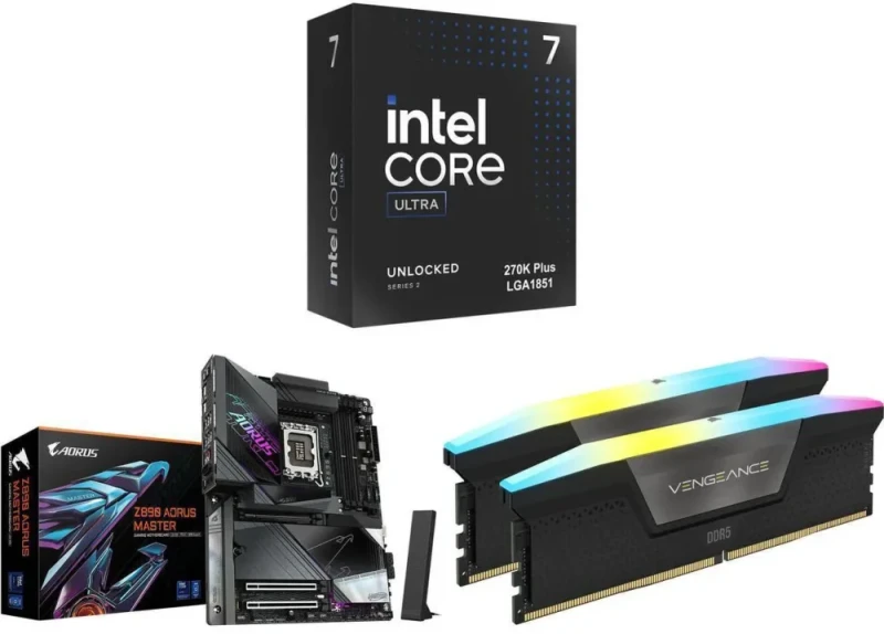 Intel Core Ultra 7 270K CPU + GIGABYTE Z890 AORUS MASTER Motherboard + Corsair Vengeance RGB 32GB (2x16GB) DDR5 6000 CL36 Memory Bundle - Featured Image