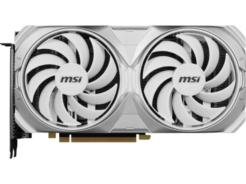 MSI GeForce RTX 4070 Ti VENTUS 2X WHITE 12G OC - NVIDIA Ada Lovelace AD104 GPU, 7680 CUDA cores, 12GB GDDR6X 192-bit 21 Gbps, PCIe 4.0 x16, boost clock ~2610–2640 MHz, dual-fan TORX Fan 4.0 cooling, nickel-plated copper heatpipes, aluminum heatsink, Zero Frozr fan stop, 16-pin 12VHPWR power, 285W TBP, HDMI 2.1a + 3x DP 1.4a, SFF-Ready dual-slot white design - Featured Image