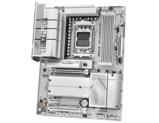 ASRock X870E Challenger WiFi White - AMD X870E ATX motherboard, AM5 Ryzen 7000/8000/9000 support, DDR5 up to 256GB (8200MT/s OC), PCIe 5.0 x16 GPU slot, PCIe 5.0 M.2 + Gen4 slots, 20+2+1 phase 110A VRM, 8-layer PCB, Wi-Fi 7, 5GbE LAN, dual USB4 40Gbps, HDMI 2.1, Polychrome RGB, white heatsink design