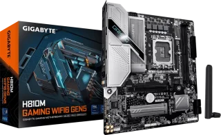 Gigabyte H810M GAMING WIFI6 GEN5 - Intel H810 mATX motherboard, LGA1851 Core Ultra Series 2 support, DDR5 dual-channel up to 128GB (6400MT/s OC), PCIe 5.0 x16 GPU slot, PCIe 4.0 M.2 NVMe support, Wi-Fi 6 (802.11ax) + Bluetooth 5.4, 2.5GbE LAN, HDMI 2.1 + DisplayPort 2.1, USB 3.2 Gen1 + USB 2.0, Realtek HD Audio 7.1, Smart Fan 6, RGB Fusion headers, Ultra Durable design