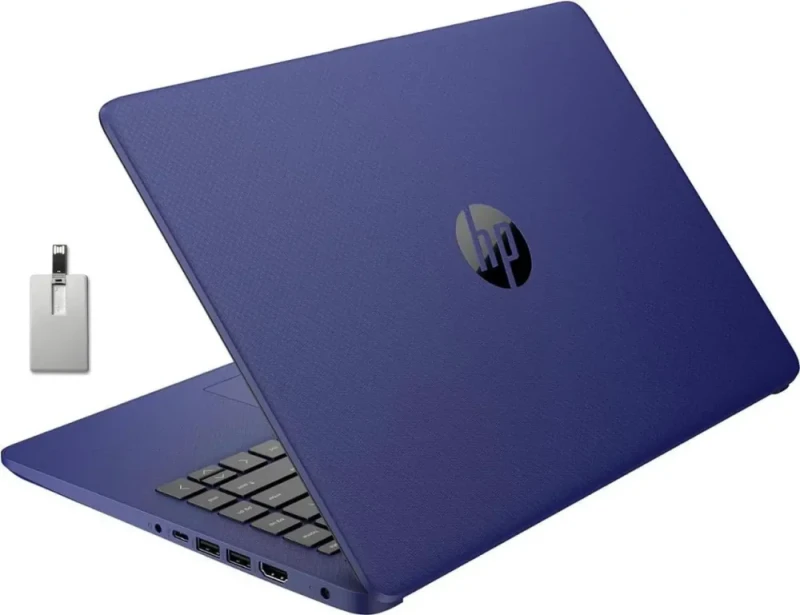 HP Stream 14 HD BrightView Laptop - Intel Celeron N4020 (2C/2T up to 2.8GHz), 4GB DDR4, 64GB eMMC + 32GB USB bundle, Intel UHD Graphics 600, 14" 1366x768 display, Wi-Fi 5 + Bluetooth 5, HDMI + USB-A, 720p webcam, 1-year Office 365, Windows 11 S, blue chassis - Featured Image