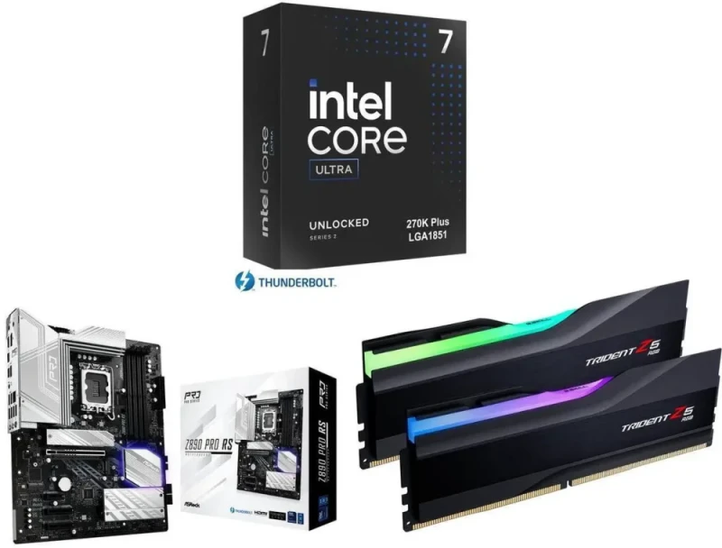Intel Core Ultra 7 270K + ASRock Z890 Pro RS + G.SKILL Trident Z5 RGB 32GB (2x16GB) DDR5-6000 CL36 - Featured Image