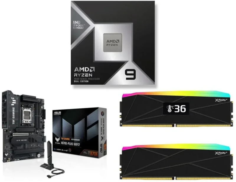 AMD Ryzen 9 9950X3D2 + ASUS TUF GAMING X870E-PLUS WIFI7 + V-Color OLED XFinity+ RGB 32GB (2x16GB) DDR5-6000 - Featured Image