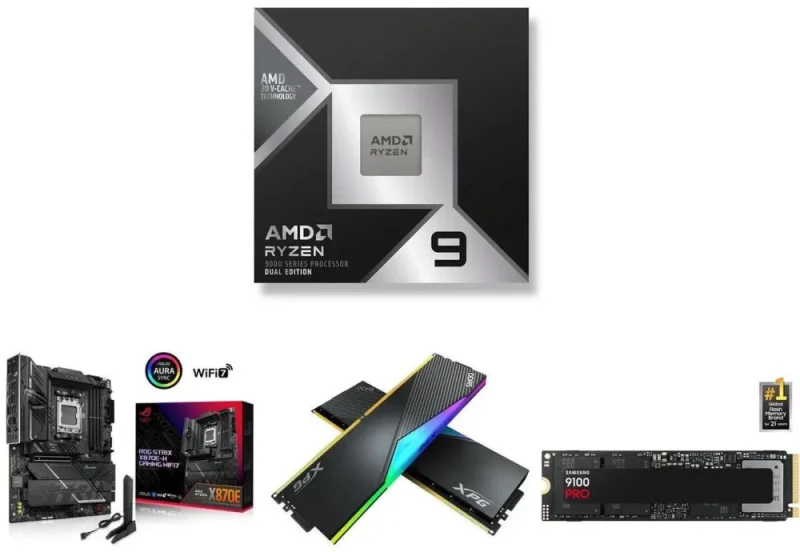 AMD Ryzen 7 9950X3D2 + ASUS ROG STRIX X870E-H GAMING WIFI7 + XPG Lancer 32GB (2x16GB) DDR5-6000 CL30 + Samsung 990 PRO 2TB NVMe PCIe 4.0 SSD - Featured Image