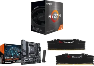 AMD Ryzen 5 5500 + GIGABYTE B550M GAMING X WIFI6 + G.SKILL Ripjaws V 16GB (2x8GB) DDR4-3200 CL16