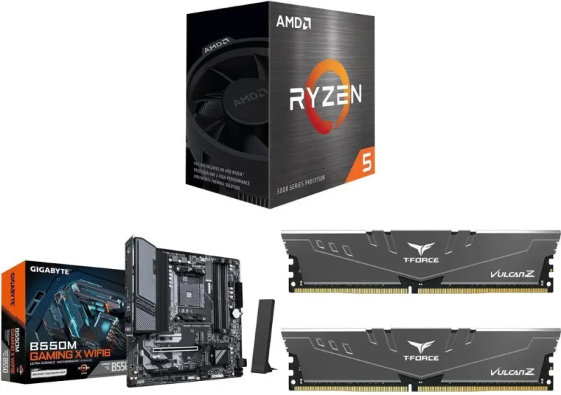 AMD Ryzen 5 5500 + GIGABYTE B550M GAMING X WIFI6 + TeamGroup T-Force Vulcan Z 16GB (2x8GB) DDR4-3600 CL18 - Featured Image