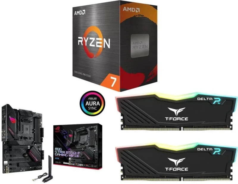AMD Ryzen 7 5800XT + ASUS ROG STRIX B550-F GAMING WIFI II + TeamGroup T-Force 16GB (2x8GB) DDR4-3200 CL16 - Featured Image