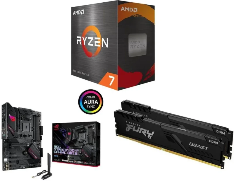AMD Ryzen 7 5800XT + ASUS ROG STRIX B550-F GAMING WIFI II + Kingston FURY Beast 32GB (2x16GB) DDR4-3200 CL16 - Featured Image