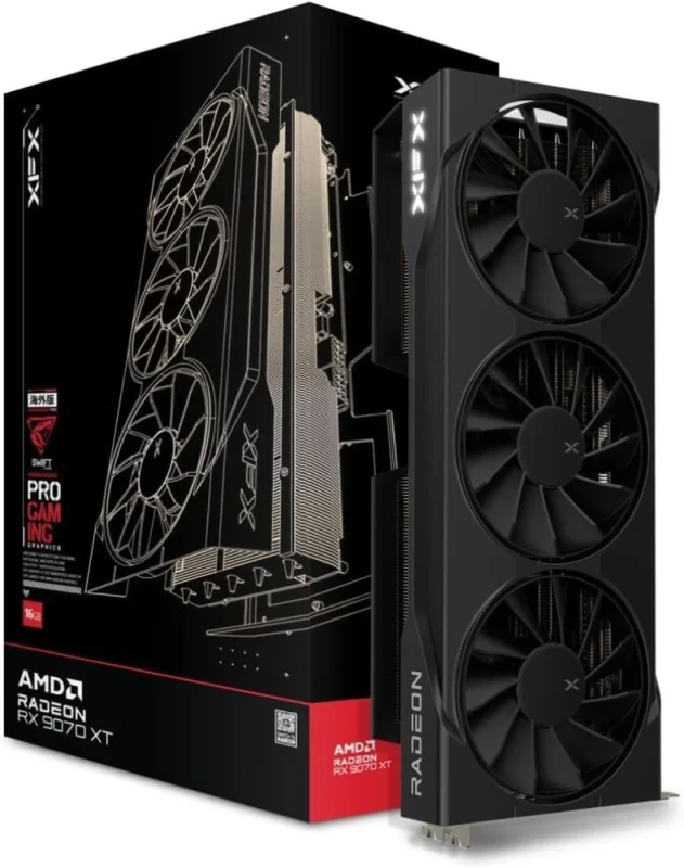 Refurbished: XFX Swift Radeon RX 9070 XT 16GB Black – AMD RDNA GPU, 16GB GDDR6, Boost Clock up to 2850 MHz, Triple-Fan Swift Cooling, Factory Overclock, PCIe Interface, HDMI/DP Outputs, 325 mm - Featured Image
