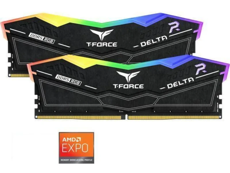 TEAMGROUP T-Force DELTAÎ± RGB 16 GB - 2 x 8GB, DDR5 288-pin DIMM, 6000MT/s, CL38, Black color - Featured Image