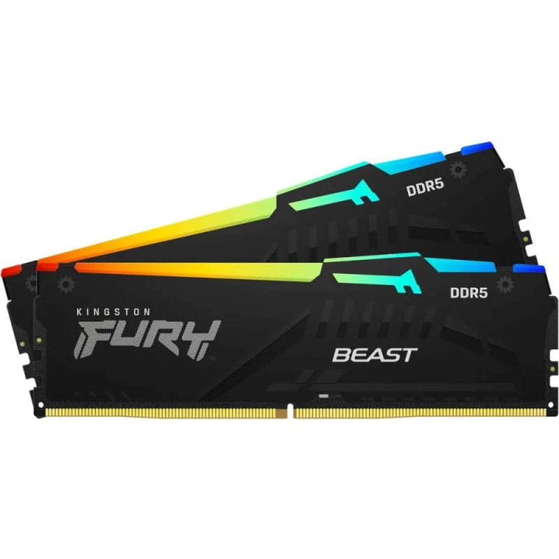 Kingston FURY Beast RGB 16 GB - 2 x 8GB, DDR5 288-pin DIMM, 6000MT/s, CL40, Black color - Featured Image