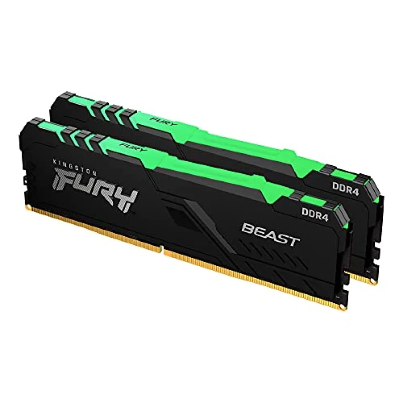 Kingston FURY Beast RGB 16 GB - 2 x 8GB, DDR4 288-pin DIMM, 3200MT/s, CL16, Black color - Featured Image