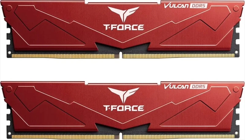TEAMGROUP T-Force VulcanÎ± 32 GB - 2 x 16GB, DDR5 288-pin DIMM, 5600MT/s, CL40, Red color - Featured Image