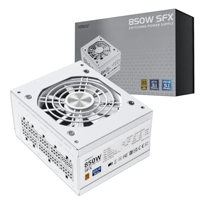 Vetroo CP-PSU-VT-850W-SFX (WT) - 850 W SFX Power Supply, 80+ Gold, Fully Modular, White Color - Featured Image