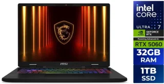 MSI Crosshair 16 HX AI 16" QHD+ 240Hz Gaming Laptop – Intel Core Ultra 7 255HX, GeForce RTX 5060 8GB GDDR7, 32GB DDR5-5600 RAM, 1TB PCIe 4.0 NVMe SSD, 2560x1600 IPS 100% DCI-P3 Display, Thunderbolt 4, Wi-Fi 6E, RGB Keyboard, Windows 11 Home (D2XWFKG-076US)