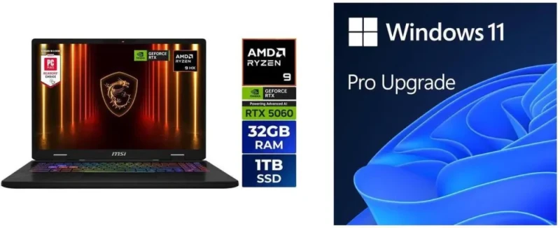 MSI Crosshair A16 Gaming Laptop D8WFKG-015US 16" QHD+ 240Hz Display – AMD Ryzen 9 8940HX, NVIDIA GeForce RTX 5060 8GB, 32GB DDR5 RAM, 1TB NVMe SSD, Wi-Fi 6E, RGB Keyboard, Windows 11 Home (Pro upgrade available via digital download) - Featured Image