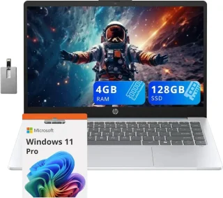 HP 14" HD Business Laptop – AMD Athlon 7120U Processor, 4GB DDR5 RAM, 128GB PCIe SSD, AMD Radeon Graphics, 14" HD Anti-Glare Display, Wi-Fi 6, 720p HD Webcam, Copilot Key, Windows 11 Pro, Blue, Includes 32GB USB Flash Drive