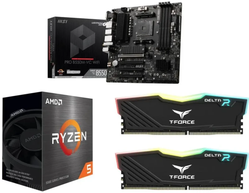 MSI PRO B550M-VC WIFI + AMD Ryzen 5 5500 + Team T-Force Delta RGB 16GB (2 x 8GB) DDR4 3200 - Featured Image
