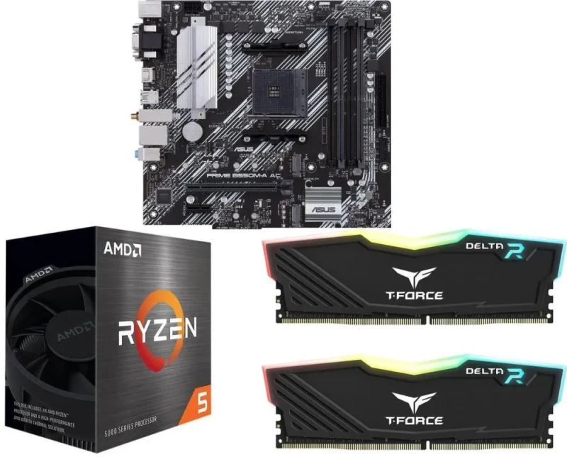 ASUS PRIME B550M-A AC + AMD Ryzen 5 5500 + Team T-Force Delta RGB 16GB (2 x 8GB) DDR4 3200 - Featured Image