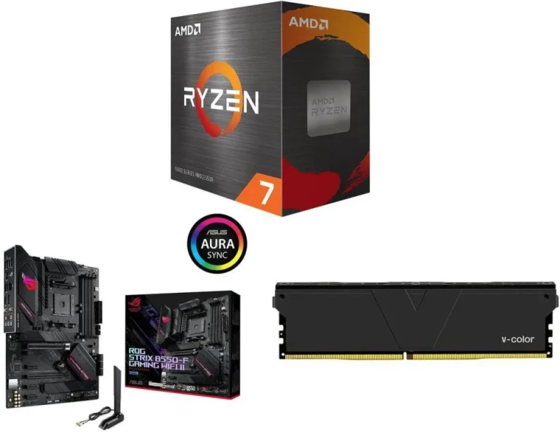AMD Ryzen 7 5800XT + Asus ROG Strix B550-F Gaming WiFi II + v-color DDR4 16GB 3200MT/s - Featured Image