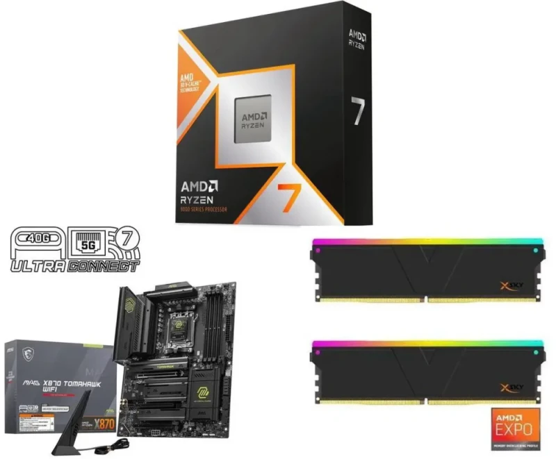 AMD RYZEN 7 9850X3D + MSI MAG X870 TOMAHAWK WIFI + V-COLOR 2 x 16GB DDR5 6400 - Featured Image