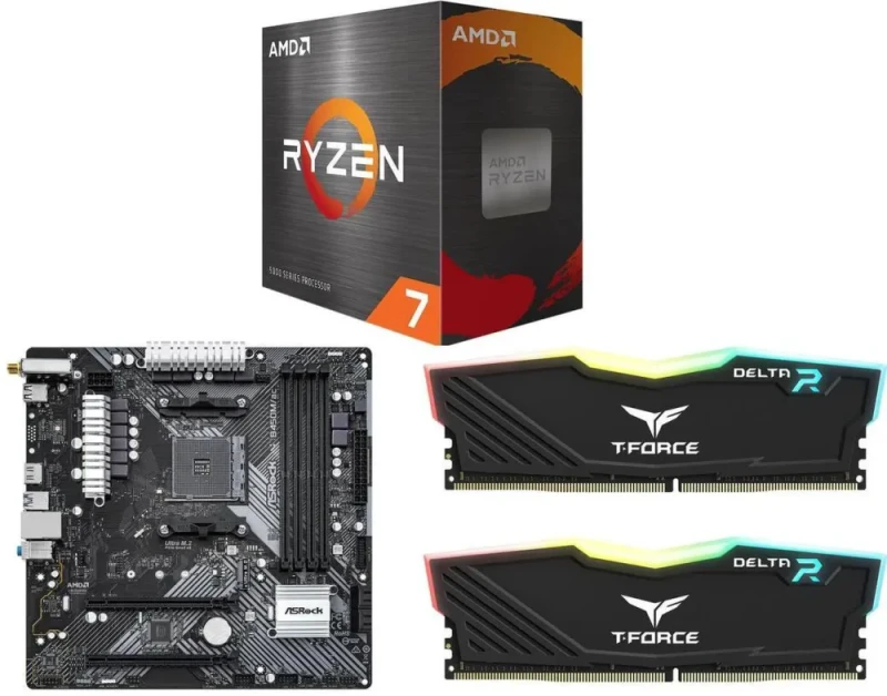AMD RYZEN 7 5800X + ASRock B450M/AC R2.0 + Team T-Force Delta RGB 32GB (2 x 16GB) - Featured Image