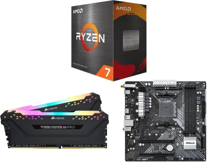 AMD RYZEN 7 5800X + CORSAIR Vengeance RGB Pro 32GB (2 x 16GB) + ASRock B450M/AC R2.0 - Featured Image