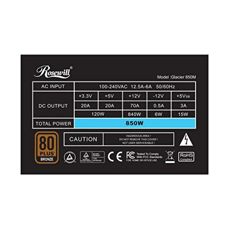 Rosewill Glacier 850M - 850 W ATX Power Supply, 80+ Bronze, Semi-Modular - Featured Image
