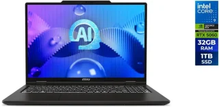 MSI VenturePro 16 A2RWETG-038US 16" Touchscreen Laptop – Intel Core 9 270H, NVIDIA GeForce RTX 5060 8GB GDDR7, 32GB DDR5-5600 RAM, 1TB PCIe 4.0 NVMe SSD, 1920x1200 IPS 120Hz Touchscreen Display, Wi-Fi 6E, Gigabit Ethernet, USB-C 3.2 Gen 2, HDMI 2.1, Windows 11 Home