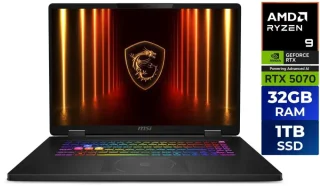 MSI Crosshair A18 HX A8WGKG 18" Gaming Laptop - AMD Ryzen 9 8940HX, NVIDIA GeForce RTX 5070 Laptop GPU, 32GB DDR5-5600 RAM, 1TB NVMe SSD, 18" 240Hz Gaming Display, Wi-Fi 6E, HDMI 2.1, USB-C, Windows 11 Home