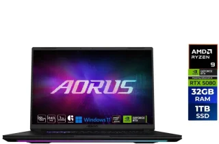 GIGABYTE AORUS MASTER 16 Gaming Laptop - AMD Ryzen 9 9955HX3D, NVIDIA GeForce RTX 5080 16GB, 32GB DDR5 RAM, 1TB PCIe NVMe SSD, 16" 2560x1600 OLED 240Hz Display, Wi-Fi 7, Windows 11 Home (Black)