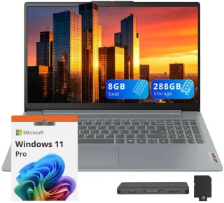 Lenovo IdeaPad Slim 3 15.6" Laptop - Intel Processor N150, Intel Integrated Graphics, 8GB RAM, 288GB Storage (128GB UFS + 160GB Docking Station Set), 15.6" FHD Anti-Glare Display, Wi-Fi 6, Windows 11 Pro (Grey)