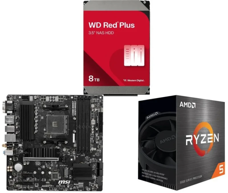 WD Red Plus 8TB + MSI PRO B550M PRO-VDH WIFI + AMD Ryzen 5 5500 - Featured Image