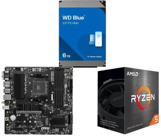 WD Blue 6TB Desktop Hard Disk Drive + MSI PRO B550M PRO-VDH WIFI + AMD Ryzen 5 5500