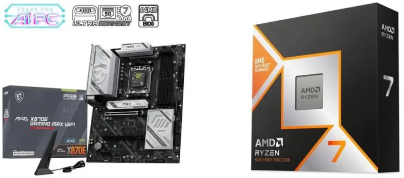 MSI MAG X870E GAMING MAX WIFI + AMD Ryzen 7 9800X3D - Featured Image
