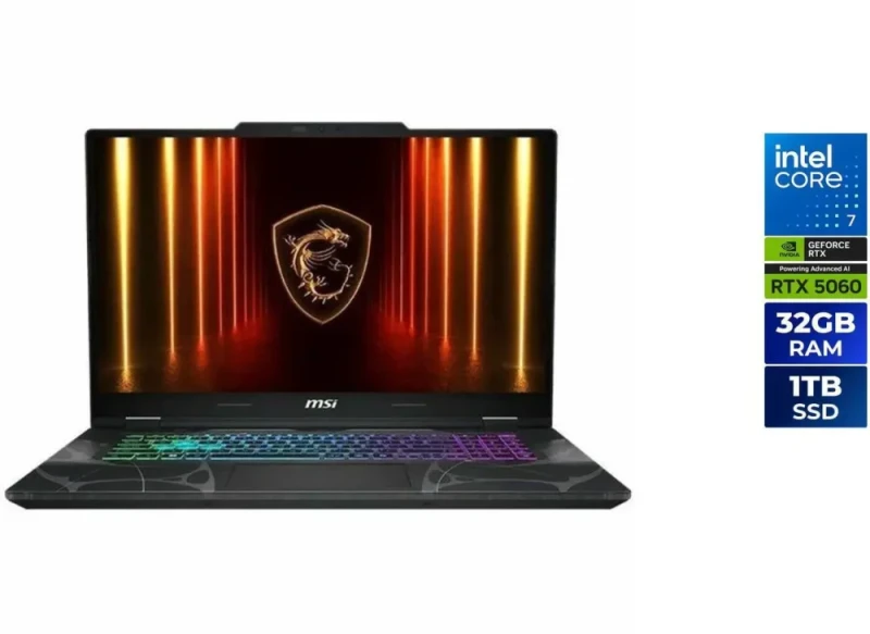 MSI Cyborg 15 B2RWFKG-421US 15.6" Gaming Notebook - Intel Core 7 240H, GeForce RTX 5060 8GB, 32GB RAM, 1TB SSD, Windows 11 Home, Wi-Fi 6E - Featured Image