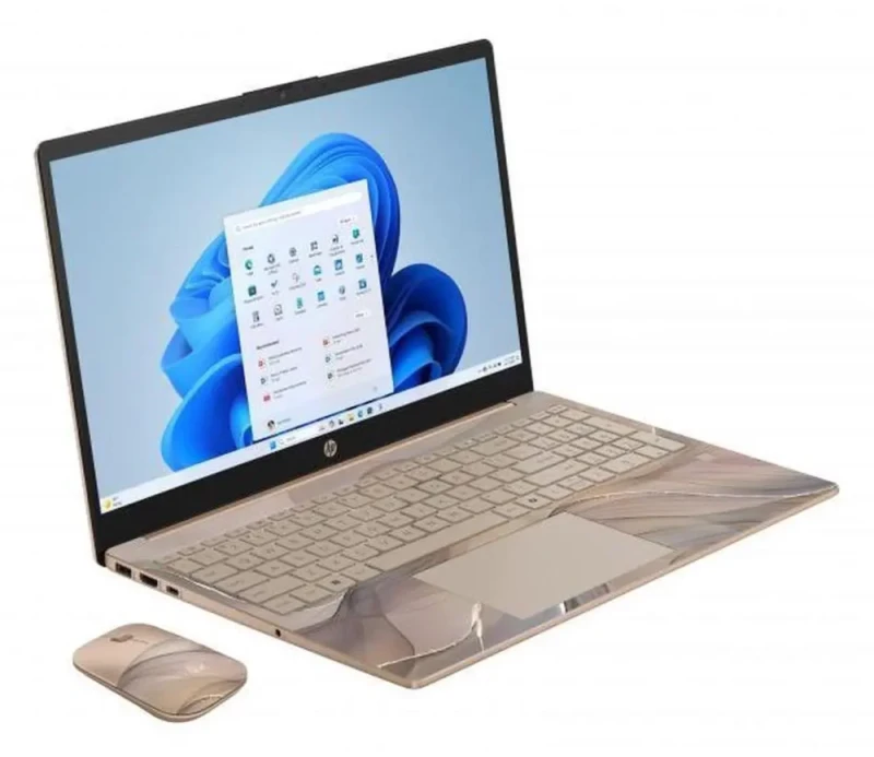 HP 15.6" HD Notebook - Intel N100 Quad-Core, 4GB RAM, 128GB UFS, 15.6" HD Anti-Glare Display, Windows 11, Up to 11 Hours Battery, Chai Latte Color, Includes HP Wireless Mouse - Featured Image