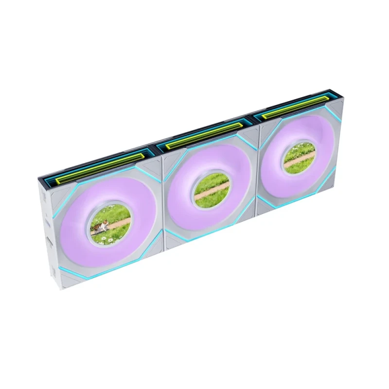 Lian Li UNI FAN SL-INF LCD FLEX 3-Pack - 120mm PWM fan, 31 dB, 56.89 CFM Airflow, 350 - 1950 RPM, White Color - Featured Image