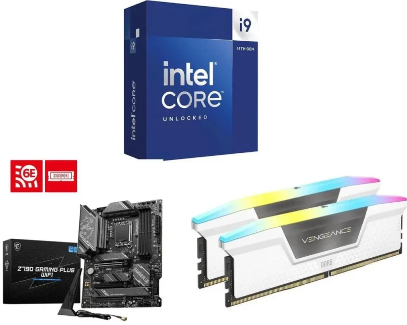 Intel Core i9-14900K + MSI Z790 GAMING PLUS WIFI + CORSAIR Vengeance RGB 32GB (2 x 16GB) - Featured Image