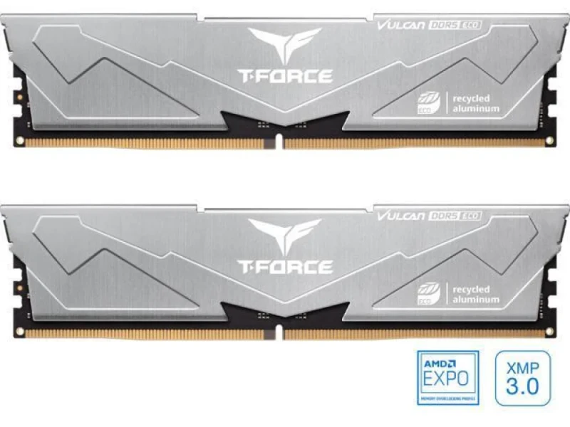TEAMGROUP T-Force Vulcan Eco 32 GB - 2 x 16GB, DDR5 288-pin DIMM, 6400MT/s, CL38, Silver color - Featured Image