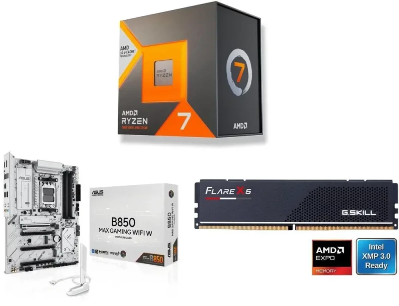 AMD Ryzen 7 7700X3D + ASUS B850 MAX GAMING WIFI + G.SKILL Flare X5 16GB - Featured Image