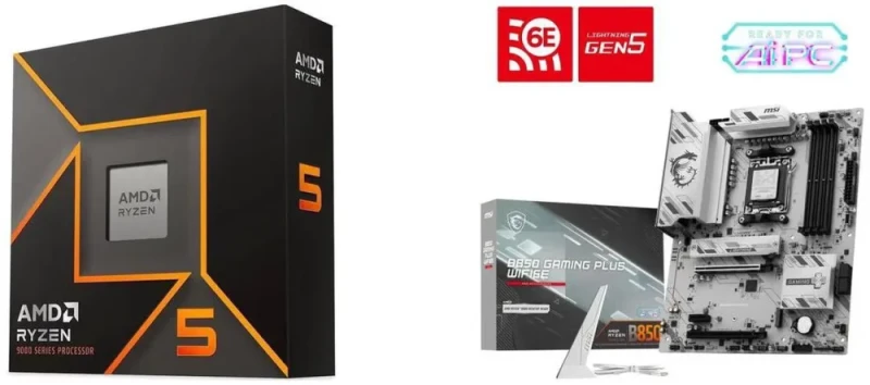 AMD Ryzen 5 9600X + MSI B850 GAMING PLUS WIFI6E - Featured Image