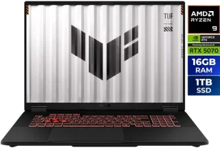ASUS TUF Gaming A18 FA808PP-NB94 Gaming Laptop - AMD Ryzen 9 8940HX, GeForce RTX 5070 8GB, 16GB DDR5-5600 RAM, 1TB PCIe 4.0 SSD, 18" WUXGA 144Hz Display, Windows 11 Home