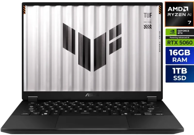 ASUS TUF Gaming A14 FA401B26 Gaming Laptop - AMD Ryzen AI 7 350, GeForce RTX 5060 8GB, 16GB LPDDR5X-7500 RAM, 1TB NVMe SSD, 14" 165Hz Display, Windows 11 Home - Featured Image