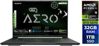 GIGABYTE AERO X16 4PHN4USC64AH Copilot+ PC - AMD Ryzen AI 9 465, GeForce RTX 5070 8GB, 32GB DDR5-5600 RAM, 1TB PCIe NVMe SSD, 16" WQXGA 165Hz Display, Windows 11 Home